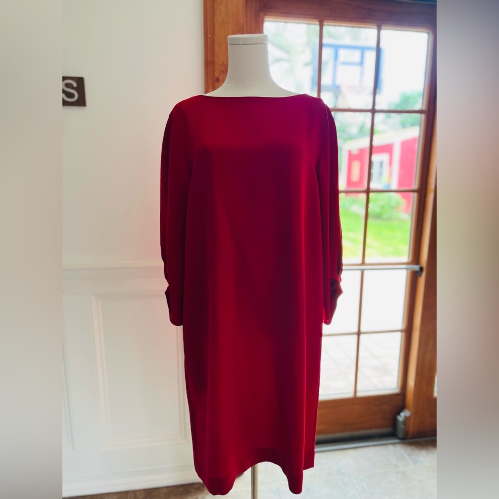 Lafayette 148 New York Red Dress with 3/4 Sleeves